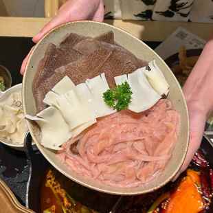 网红创意火锅毛肚鸭肠黄喉专用拼盘特色餐具商用复古陶瓷元宝形碗