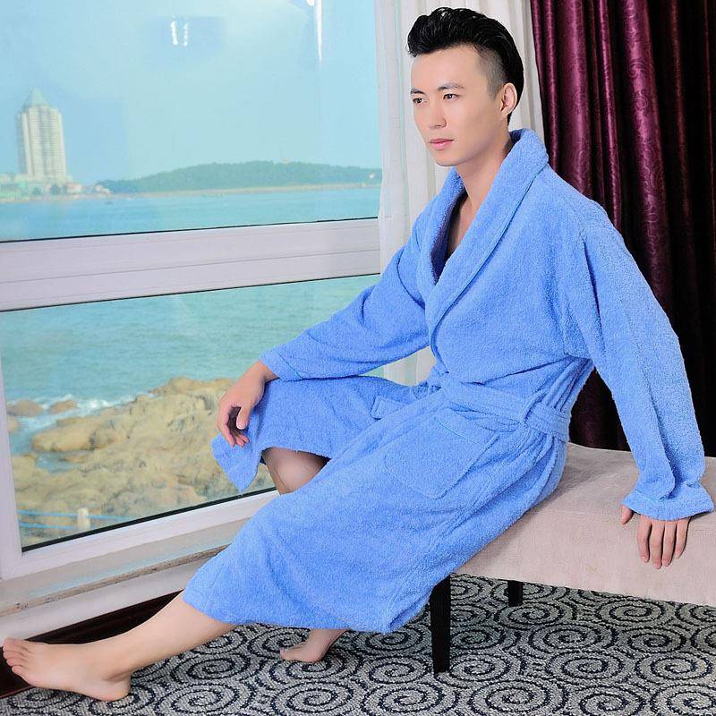 纯棉浴袍男女情侣睡袍秋季长款酒店浴衣厂家直供宽松舒适浴袍式