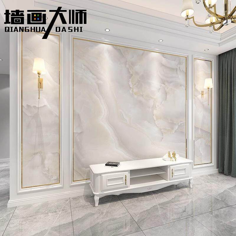 欧式现代大理石纹电视背景墙壁纸客厅壁纸无缝墙布简约壁画 画壁