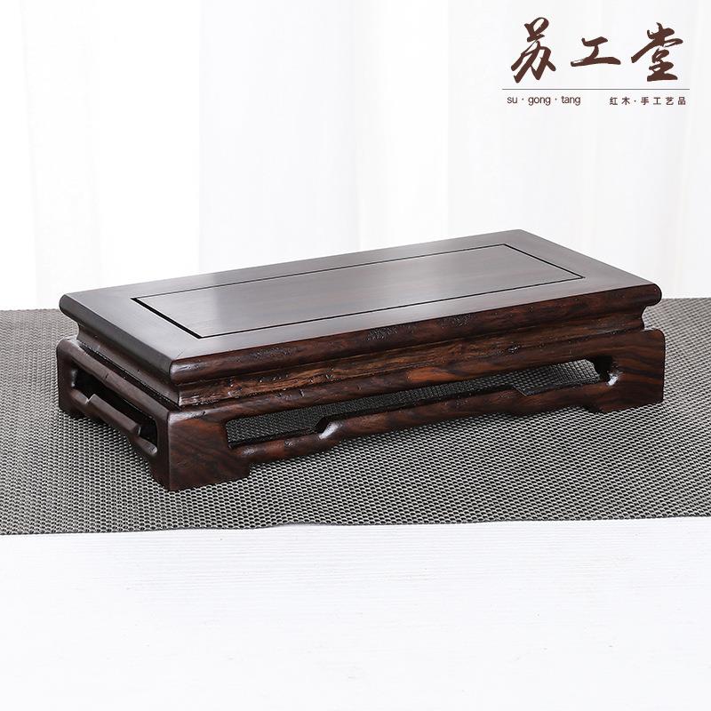 黑檀明式正方底座三件套实木工艺品花盆花瓶茶壶托架摆件底座
