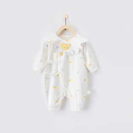 春秋季新生婴儿待产衣服，宝宝纯棉蝴蝶衣连体衣和尚服