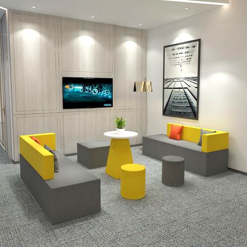 [折扣价】现代简约酒店办公沙发组合多人转角洽谈区会客区接待区