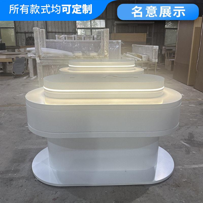 中岛展示技柜木制烤漆异型展柜厅展科台感产/品陈列发光体验桌玻