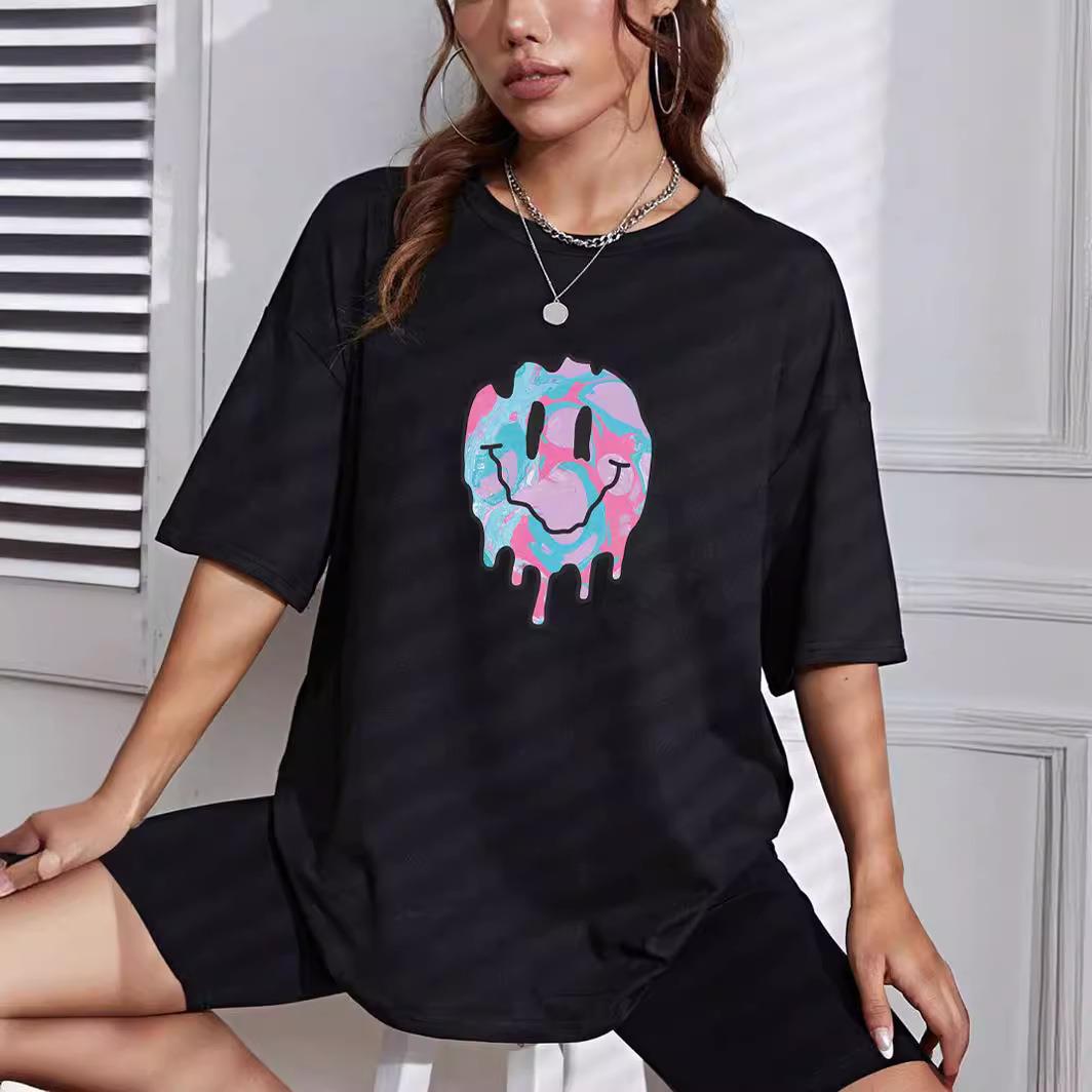 plus size springsummer womens fashion smiling face casual