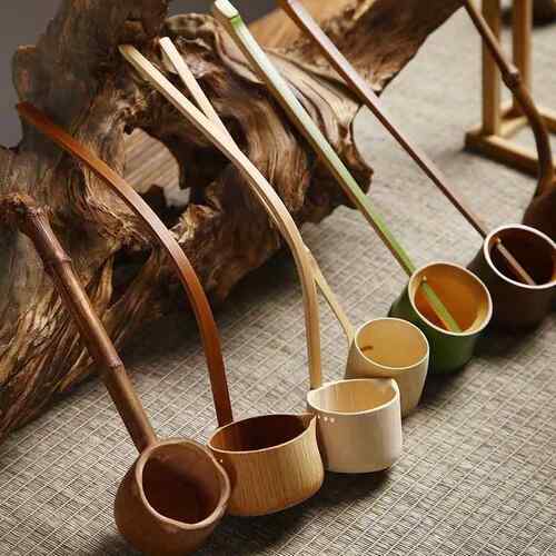 竹制水勺竹根长柄茶勺茶道具分茶竹勺浇花水瓢打舀酒勺器成竹茶器