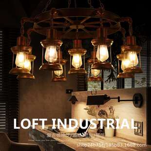 饰工业风吊灯 店理发美发店酒吧台复古怀旧装 餐厅创意个性 店铺服装
