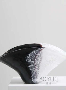 创意轻奢黑白拼接气泡水墨琉璃花瓶器样板房民宿客厅餐桌花艺摆件