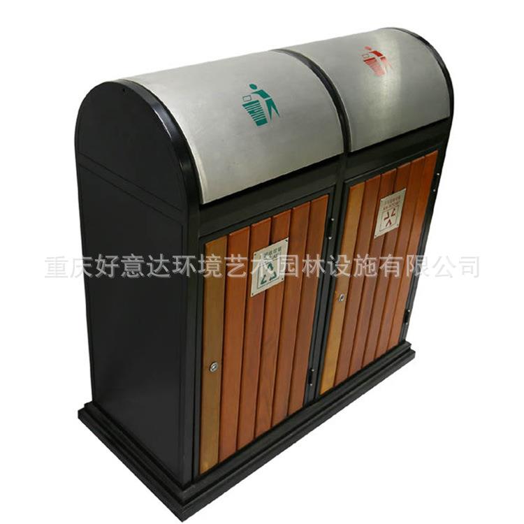 钢木垃圾桶不锈钢摇盖环卫果皮箱小区分类筒公园户外大垃圾箱定制