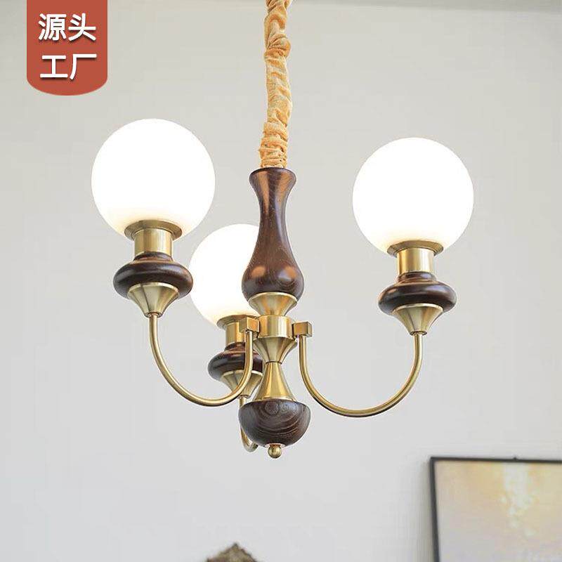 跨境法式复古吊灯卧室客厅中古主灯美式书房餐厅魔豆吊灯具中山