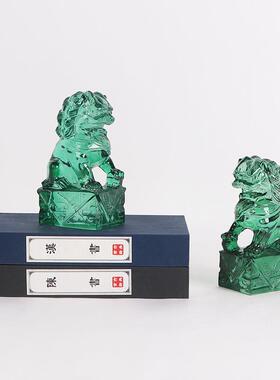 新中式样板房间客MC-TY-45厅书书品档摆件对狮软书房靠书立书桌装