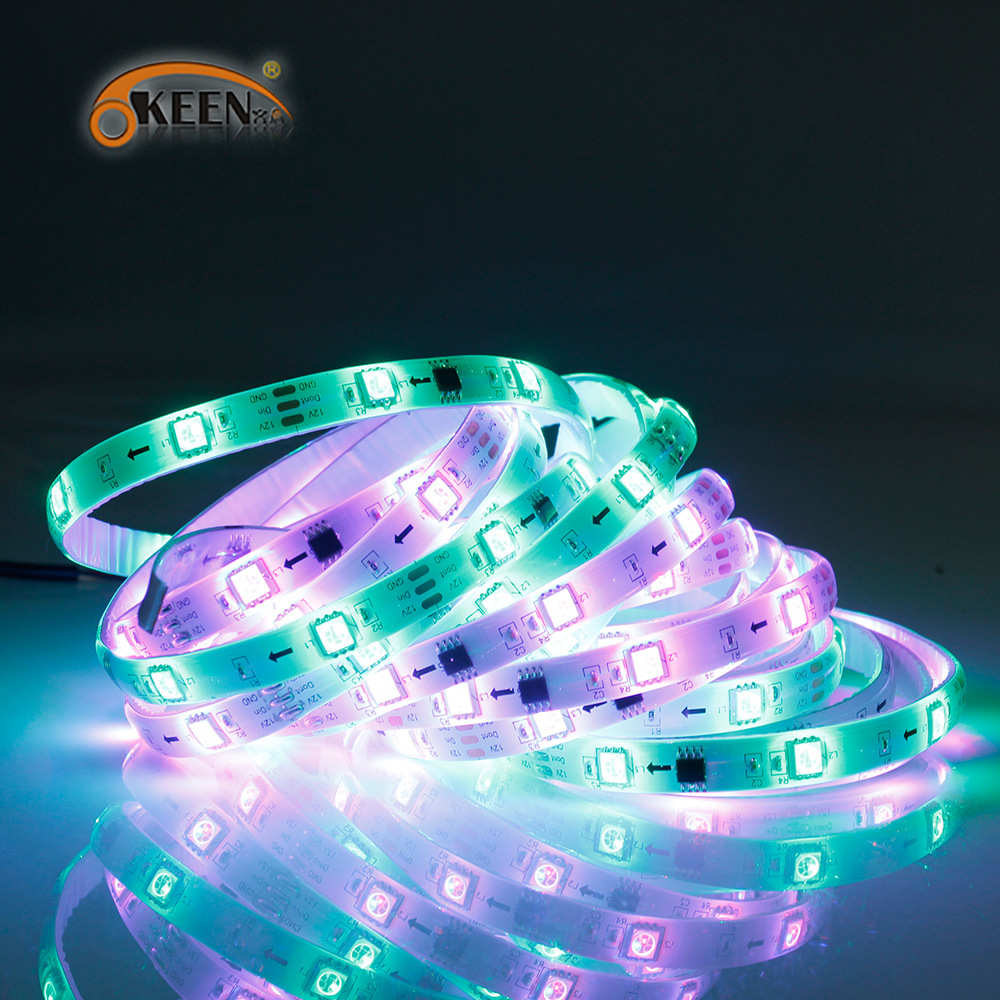 OKEEN室内声控氛围灯幻彩跑马流水霓虹灯5050滴胶防水柔性led灯带