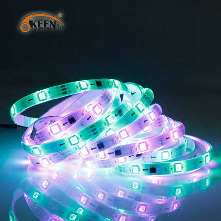 OKEEN室内声控氛围灯幻彩跑马流水霓虹灯5050滴胶防水柔性led灯带