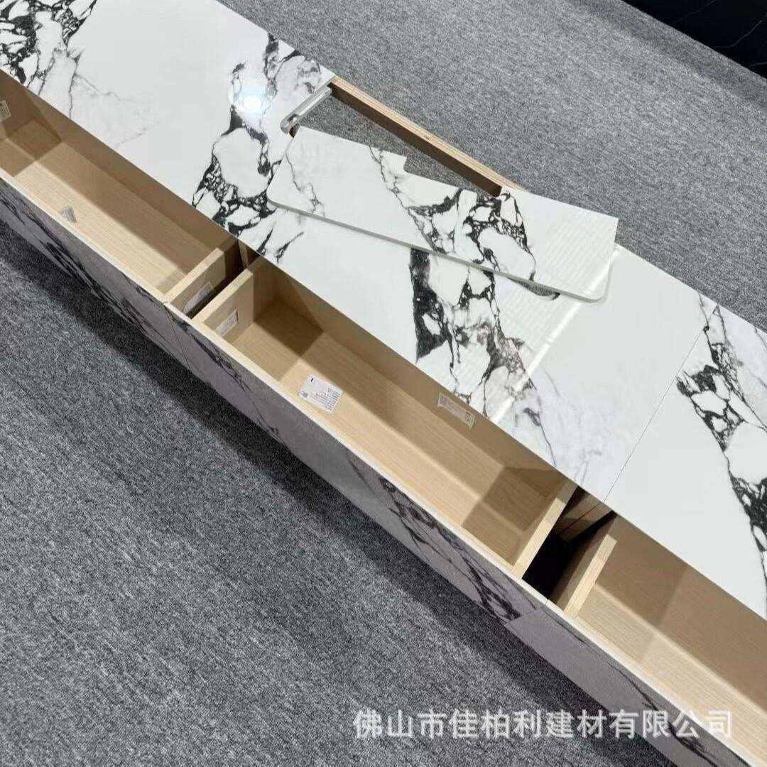 轻奢客厅宝格Li岩板电视柜热弯深加工设计师款大理石纹路落地柜
