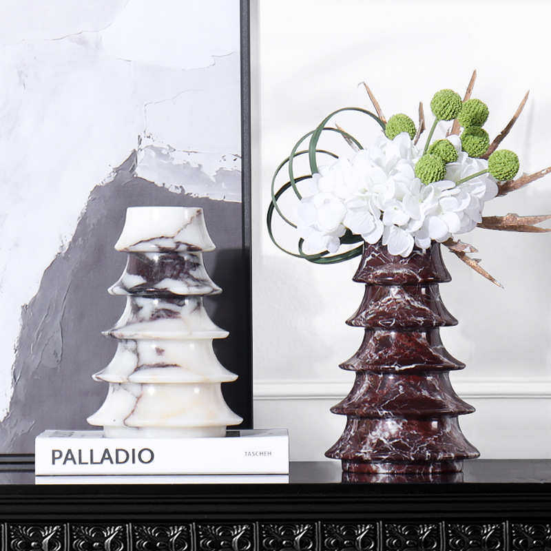 新中式大平层别墅客厅茶几奢石花器高端家具展厅插花大理石材花瓶,家居饰品,花瓶,淘宝优惠券,粉丝福利购,淘宝优惠卷