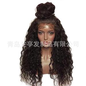 新款直销欧美外贸 化纤前蕾丝头套假发女 非洲女士假发半手钩长卷