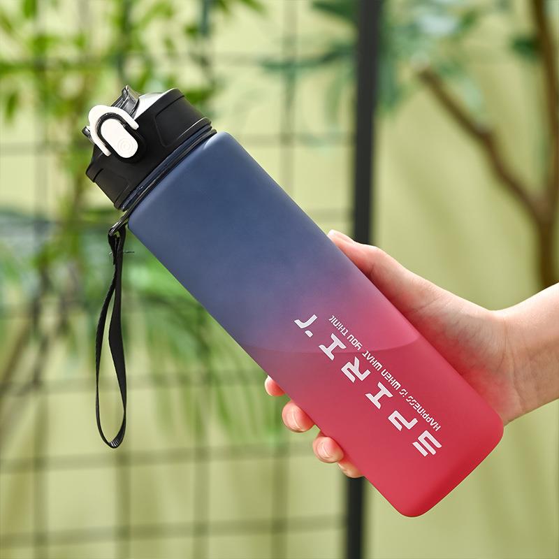 新款健身运动学生水壶吸管水杯800ML弹跳男女太空杯子便携塑料杯