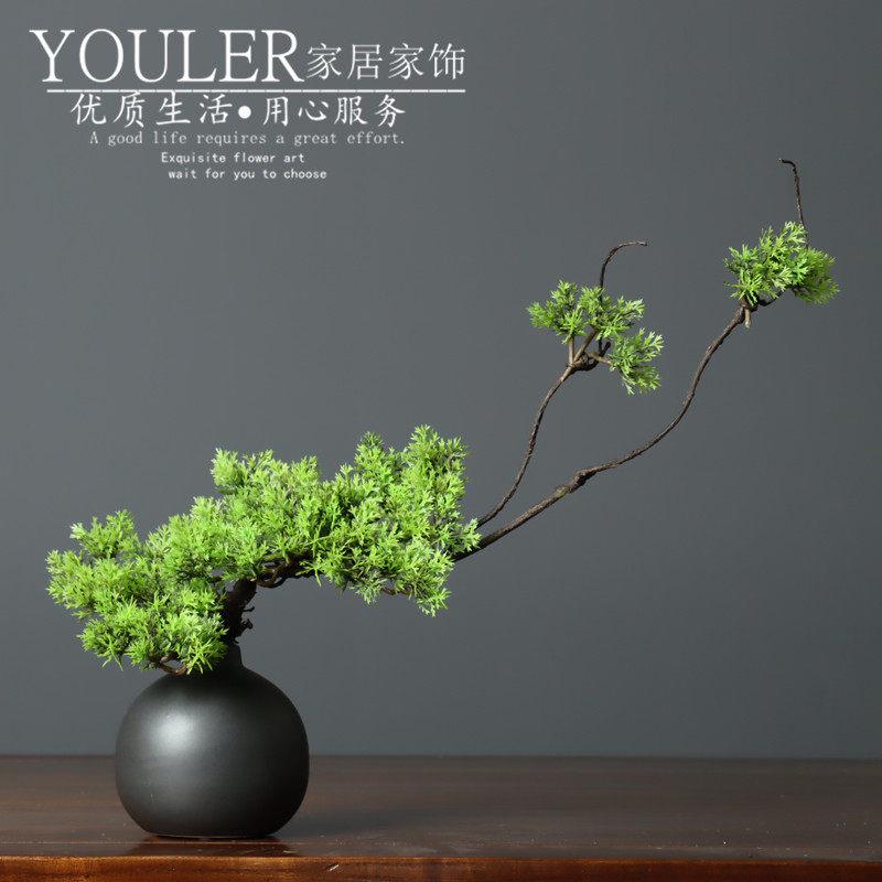 中式彷真迎客松美人松罗汉松植物盆景办公桌面茶室禅意装饰花摆件