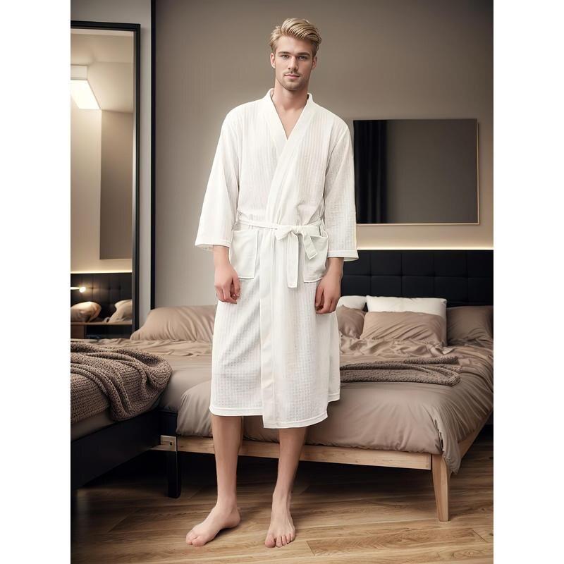 Z 39664 Summer Waffle Pattern Bathrobe 华夫格浴袍