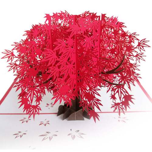 厂家供应枫树3d贺卡枫叶教师节立体贺卡纸雕镂空祝福卡片