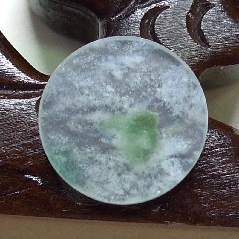 翡翠蛋面缅甸正品天然A货老坑冰白飘花雪花棉戒面可镶嵌件2.26g
