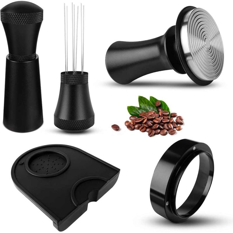 304咖啡器具套装带刻度压粉器铝合金布粉针磁吸接粉圈套装
