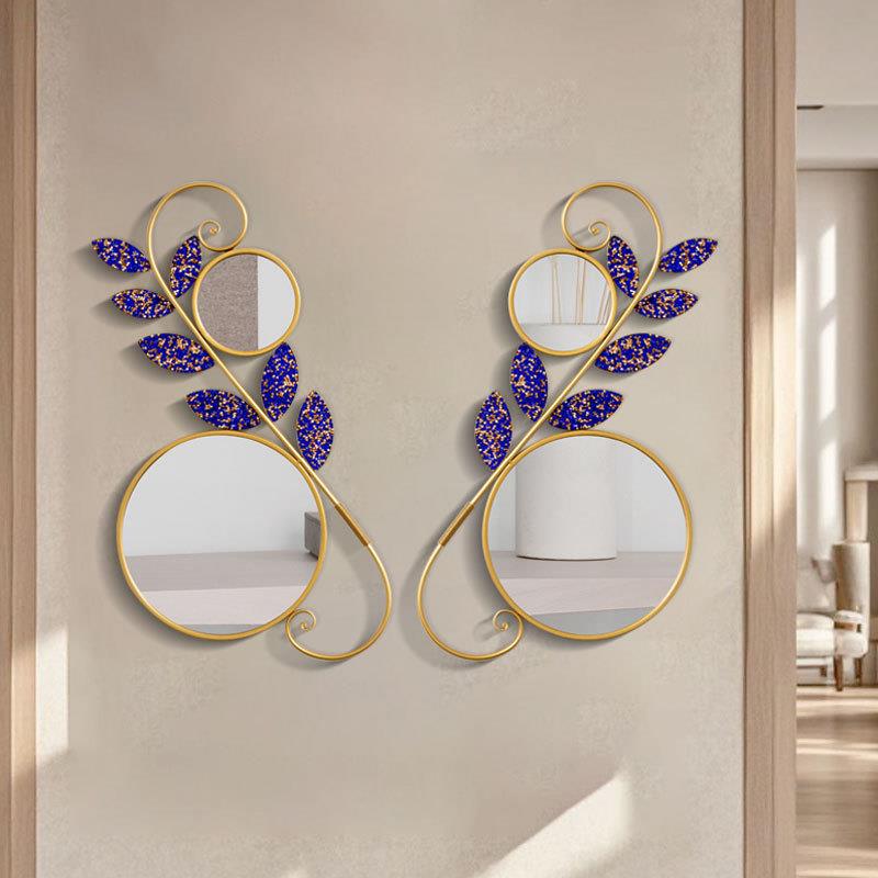 创意墙面装境23334饰壁镜现代子玄关镜子音符形状跨铁艺饰边框壁
