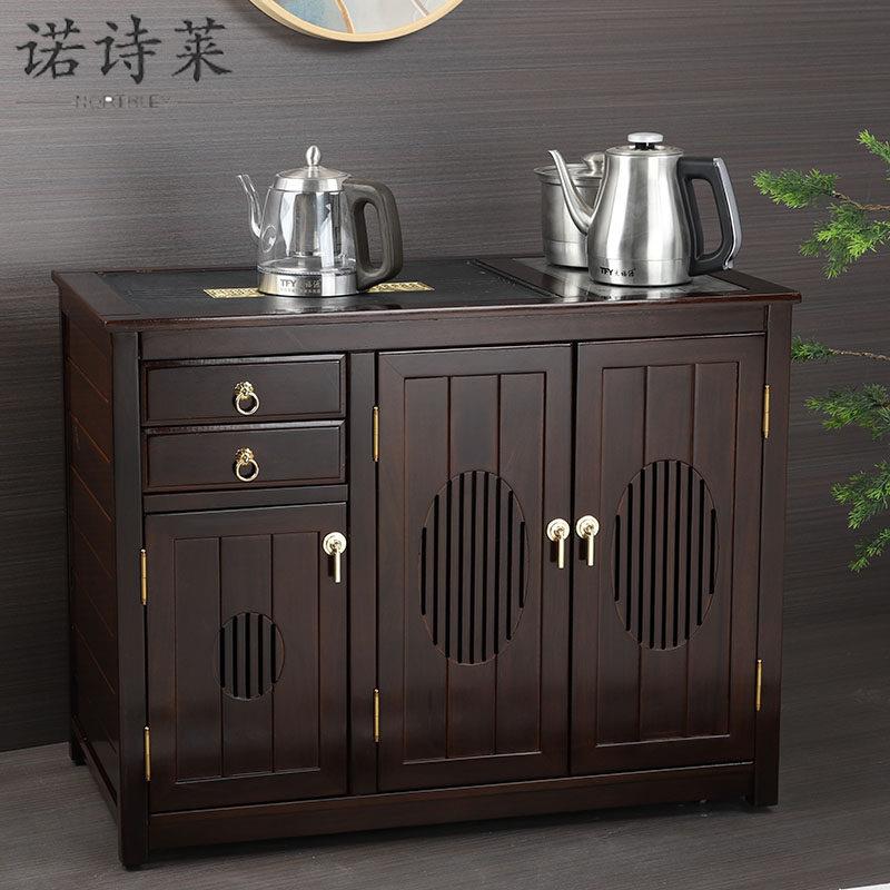 移动茶水柜茶桌茶具茶台新中式实木茶几烧水壶一体下置水桶茶边柜