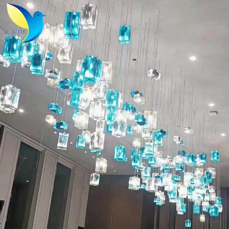 冰块玻璃吊灯LED工程吊灯冰块玻璃艺术灯具LED工程吊灯吊顶