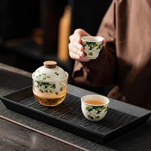 旅行便携式茶具草木灰快客杯户外功夫泡茶套装收纳包高端个人家用