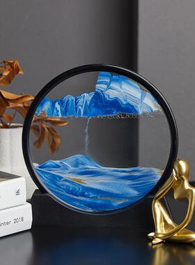 轻奢3D流沙画摆件解压沙漏桌面装饰品摆件男女礼品礼物高级装饰品