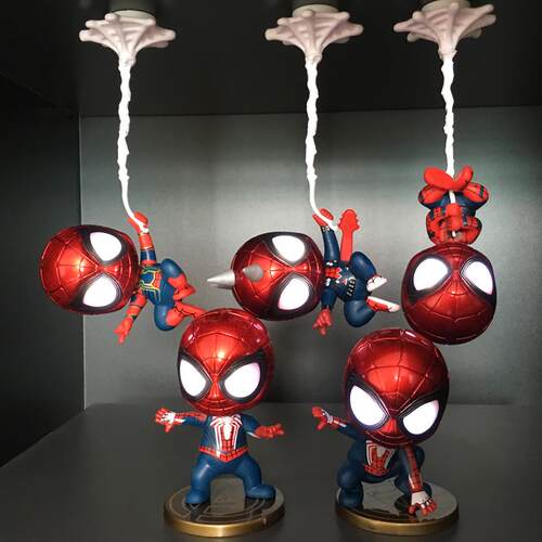 漫威发光蜘蛛侠复仇者联盟钢铁侠手办摇头玩具桌面摆件手办