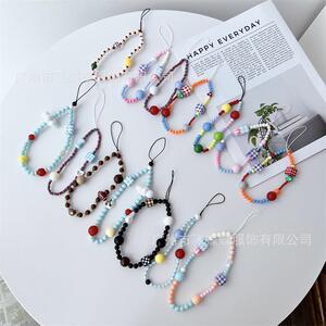 新款ins创意方块圆珠挂件手机链包包串珠挂链可爱女款耳机壳挂饰