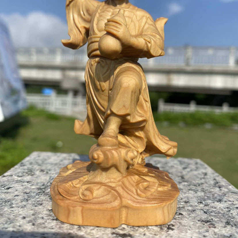 崖柏木雕活佛济公降龙罗汉醉佛家居摆件 创意车载茶台盘禅意茶宠