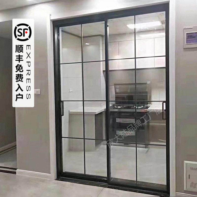极窄边框厨房推拉门阳台客厅吊轨三联动玻璃隔断门卫生间移门货源