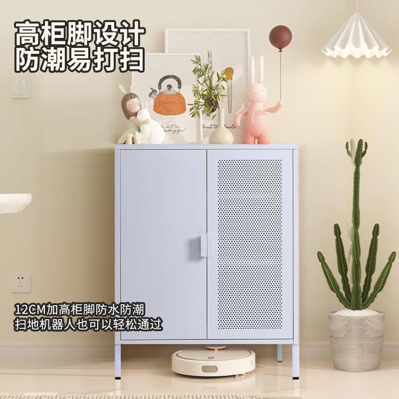 奶油风餐边柜家用铁艺茶水柜酒柜客厅厨房多功能收纳储物柜置物柜