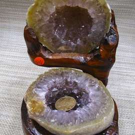 天然水晶玛瑙聚宝盆，紫晶洞原石钱袋子，消磁水晶摆件7