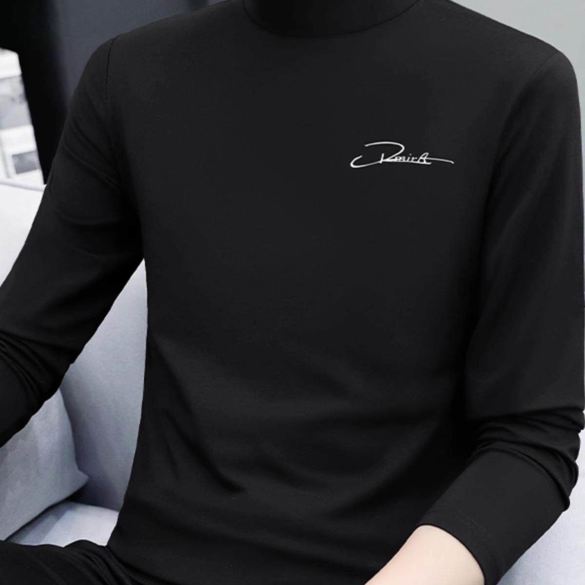 莫代尔纯棉半高领长袖t恤男士2026新款春秋季内搭打底衫男款秋衣