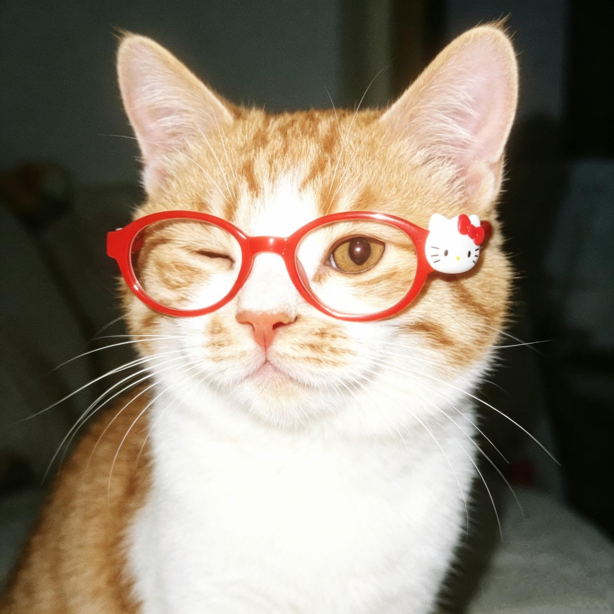 可爱猫猫装饰眼镜创意萌宠氛围感拍照出片装饰道具猫咪装饰品头饰