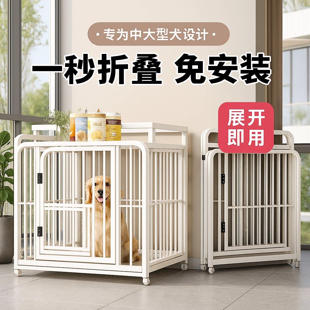折叠狗笼子中大型犬新型宠物边境牧羊犬专用比熊狗窝带厕所一体小