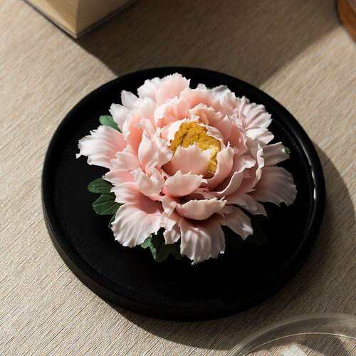 跨境陶瓷手工牡丹花香插 家用室内香台香座线香插车载装饰品