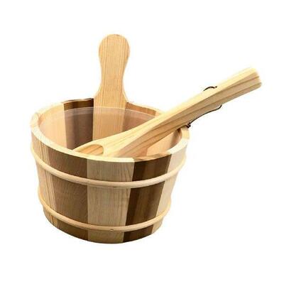 Wood Sauna Barrel and Ladle Versatile SPA Accessory for