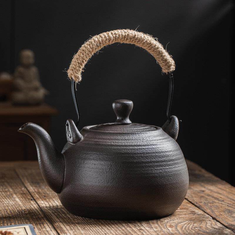 陶瓷烧水壶黑陶煮茶壶提梁养生壶大号单个家用电陶炉碳烤炉明火户
