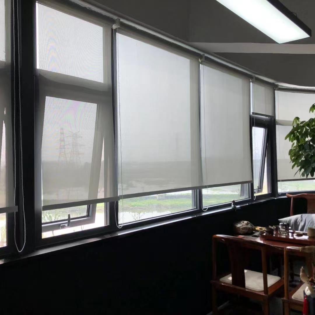 手动拉珠卷帘办公写字楼工厂卷帘阳光面料卷帘遮光遮阳卷帘UV定制