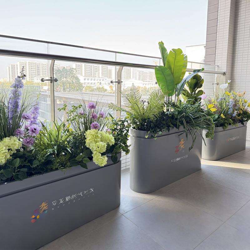 室内花箱绿植商场休息区植物造景收银台花园隔断美化仿真插花摆件