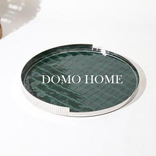 轻奢马毛XPJ搭皮革托盘样板别墅厅软装 配收纳盘厂家直客销创间意