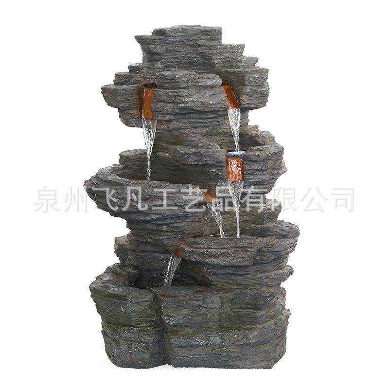树脂工艺品仿石头假山流水喷泉客厅办公室户外花园庭院装饰水景