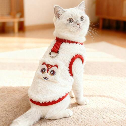 秋冬季新款可爱可牵引宠物狗狗猫咪衣服冬季保暖金龟子绒马甲保暖