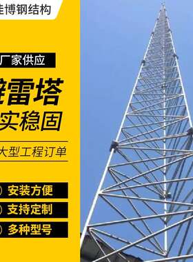 供应避雷塔GFL接闪杆塔角钢建筑避雷针塔楼顶装饰钢架抗冲击