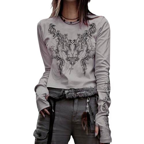 Women's fashion slimming long sleeved top T-shirt