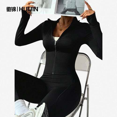 women zip up jacket casual sleeve daily Everyday versatile